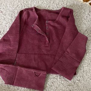aerie waffle knit cropped long sleeve